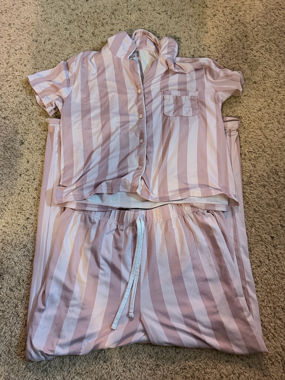 Women’s Striped Pink and White Pajama Set
